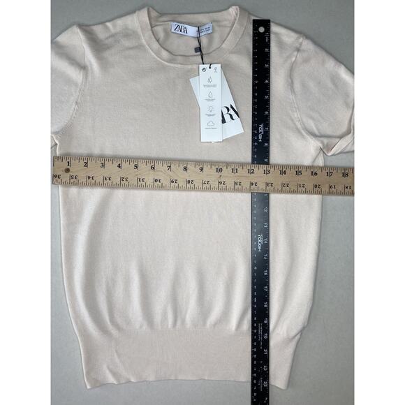 Zara Shirt Womens Size Large NEW Ivory Knit Long Sleeve Casual Cozy Chic Office - Picture 5 of 7